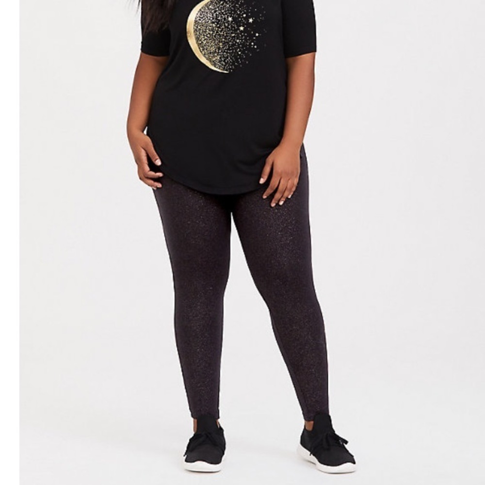 Torrid Leggings Black Gold Sparkle Party Halloween Fun Casual Layers Size Large